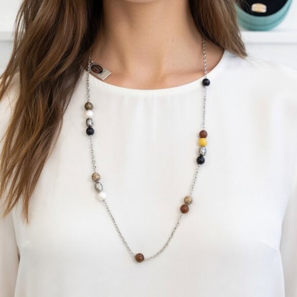 Fossil Jewelry - NWT Fossil Beaded Necklace with Original "Finch Seed Mix" Novelty Tin